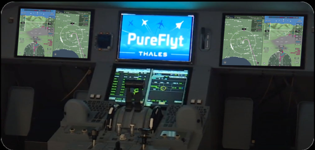 Un simulatore di volo del gruppo THALES usato per il progetto DYNCAT