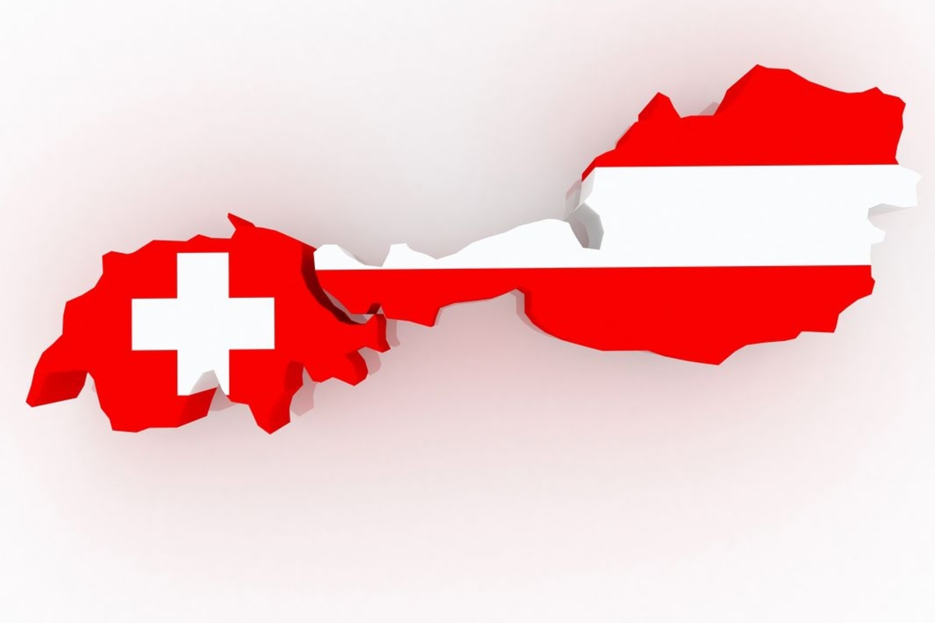 Les frontières et les drapeaux de la Suisse et de l'Autriche