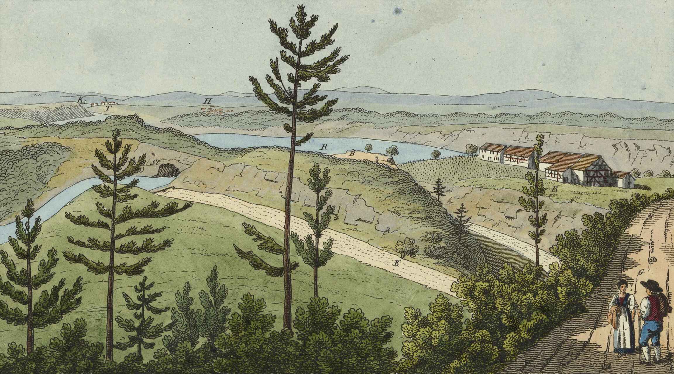 Un disegno del fiume Glatt nel XIX secolo
