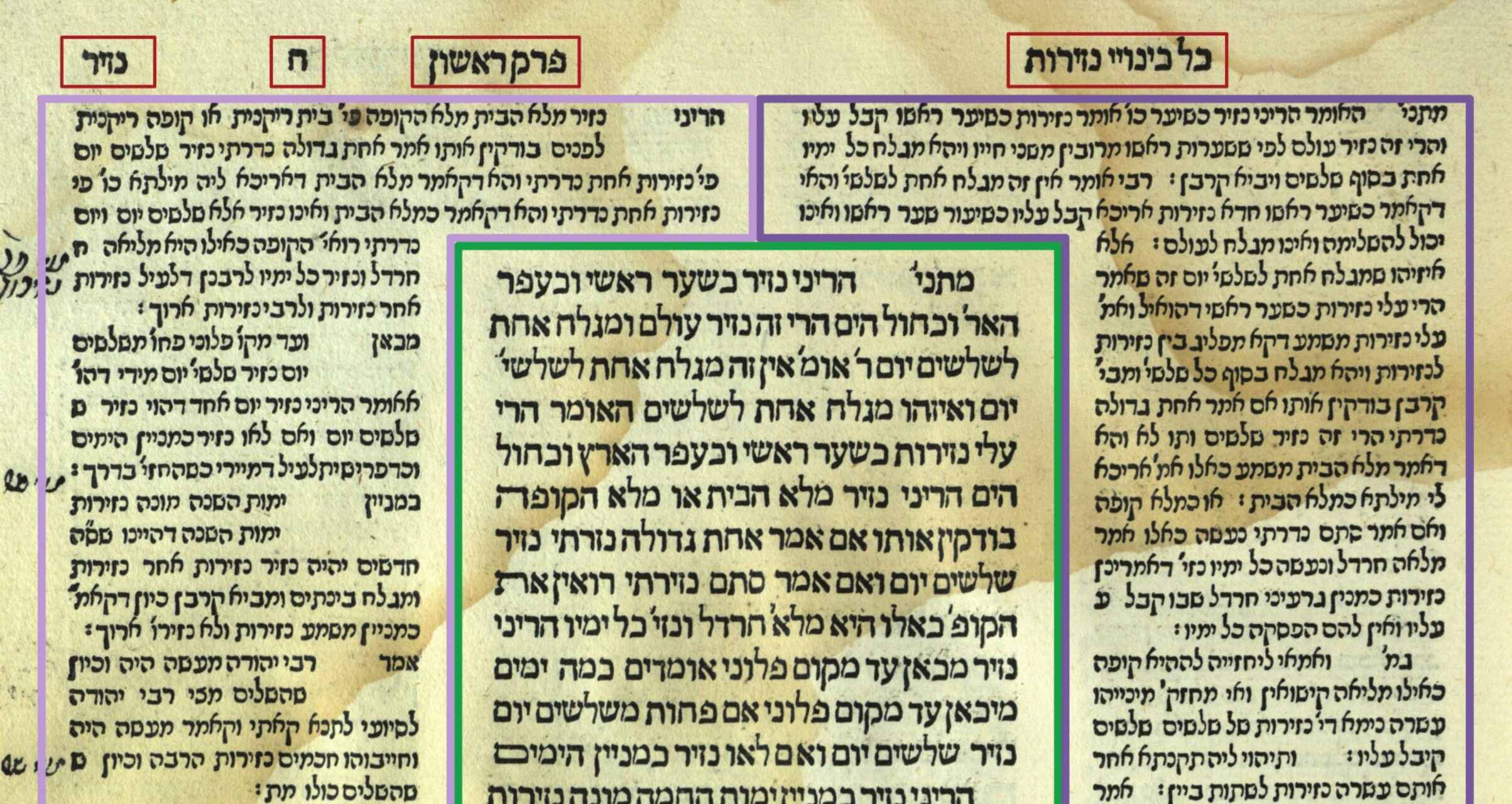 Obrázok zo židovského Talmudu s komentármi na okrajoch