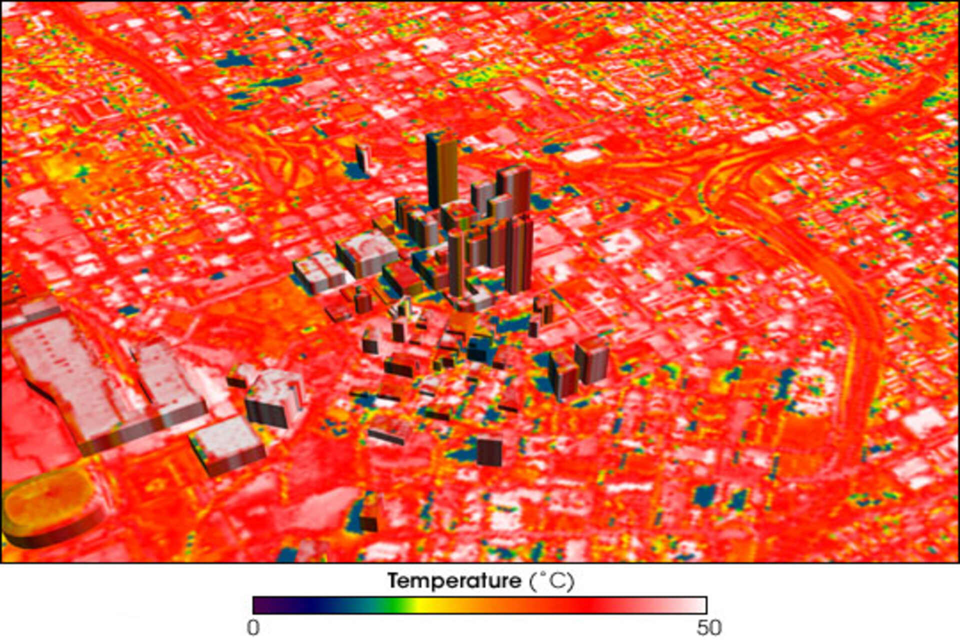 Un'immagine di Atlanta in Georgia che mostra la distribuzione delle temperature
