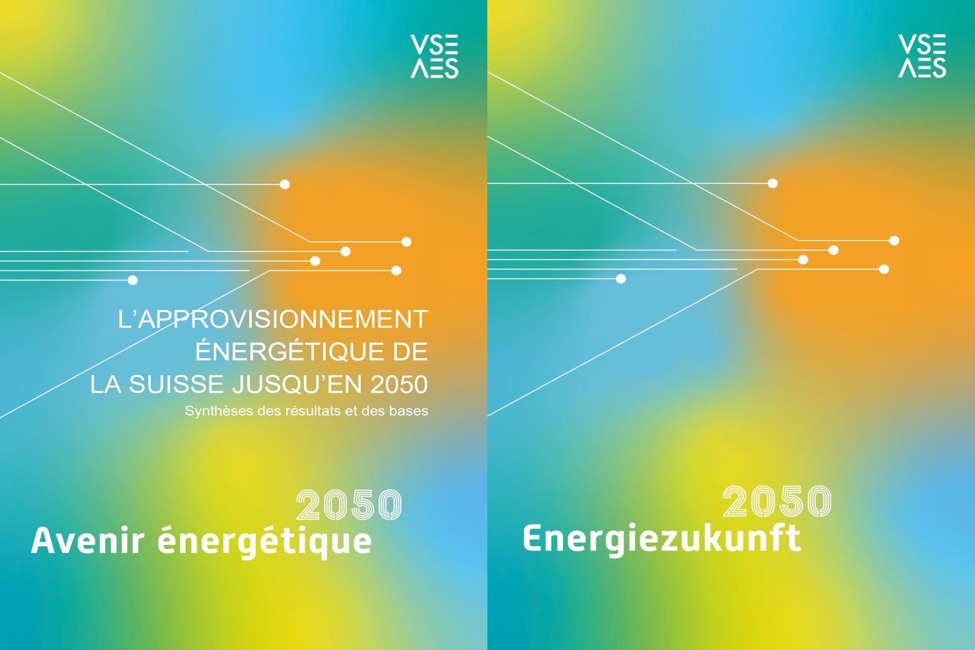 Energy Future 2050: le copertine affiancate del modello scientifico “Energy Future 2050” realizzato in Svizzera da EMPA e AES/VSE (in lingua francese e tedesca)