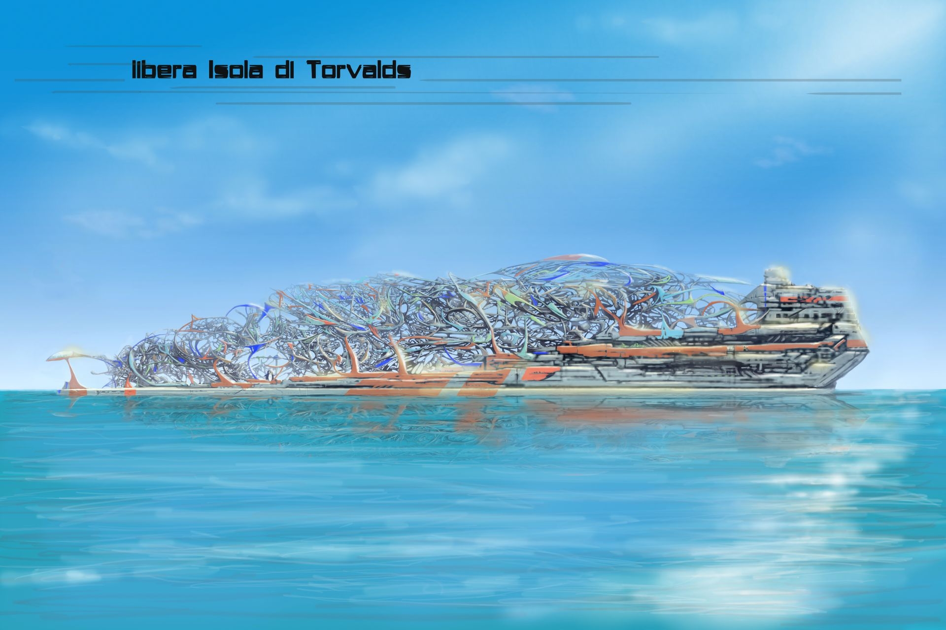 Інноваційна література: ілюстрація вільного острова Торвальда в «Проекті Монтекрісто — перша колонія» Едоардо Вольпі Келлермана