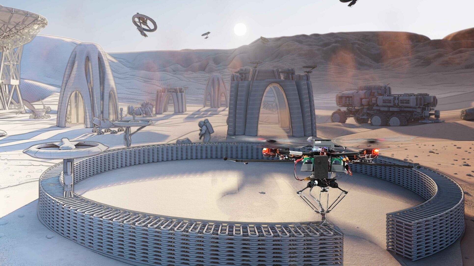 Droni collaborativi: uno sguardo al futuro: gli sciami di droni potrebbero essere utilizzati anche nello spazio, ad esempio in una futura missione sul pianeta Marte