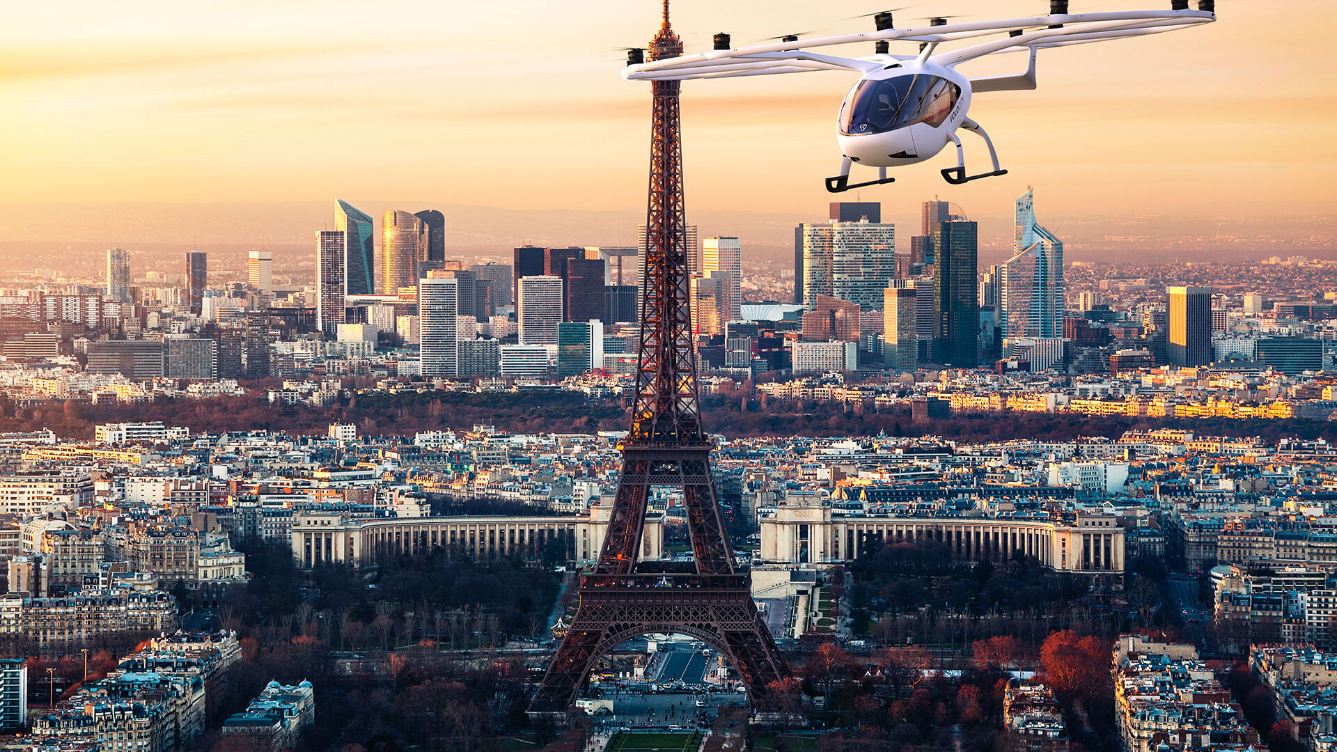 Taxi volanti: un eVTOL in volo sopra Parigi
