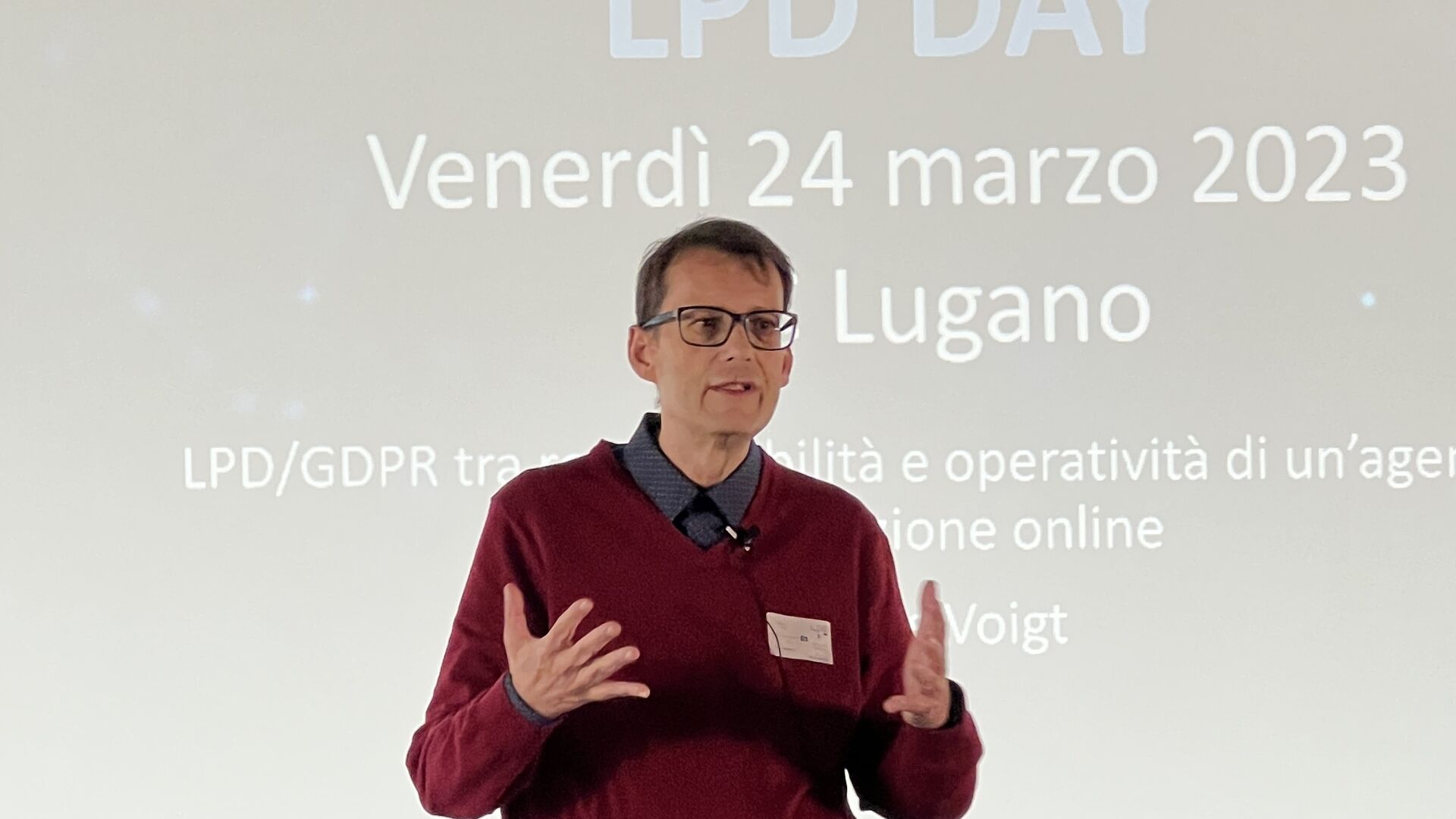 Dati personali: Andreas Arno Michael Voigt, CEO di Innovando GmbH, è stato uno dei relatori all’edizione 2023 dello “LPD Day” di Lugano il 24 marzo 2023