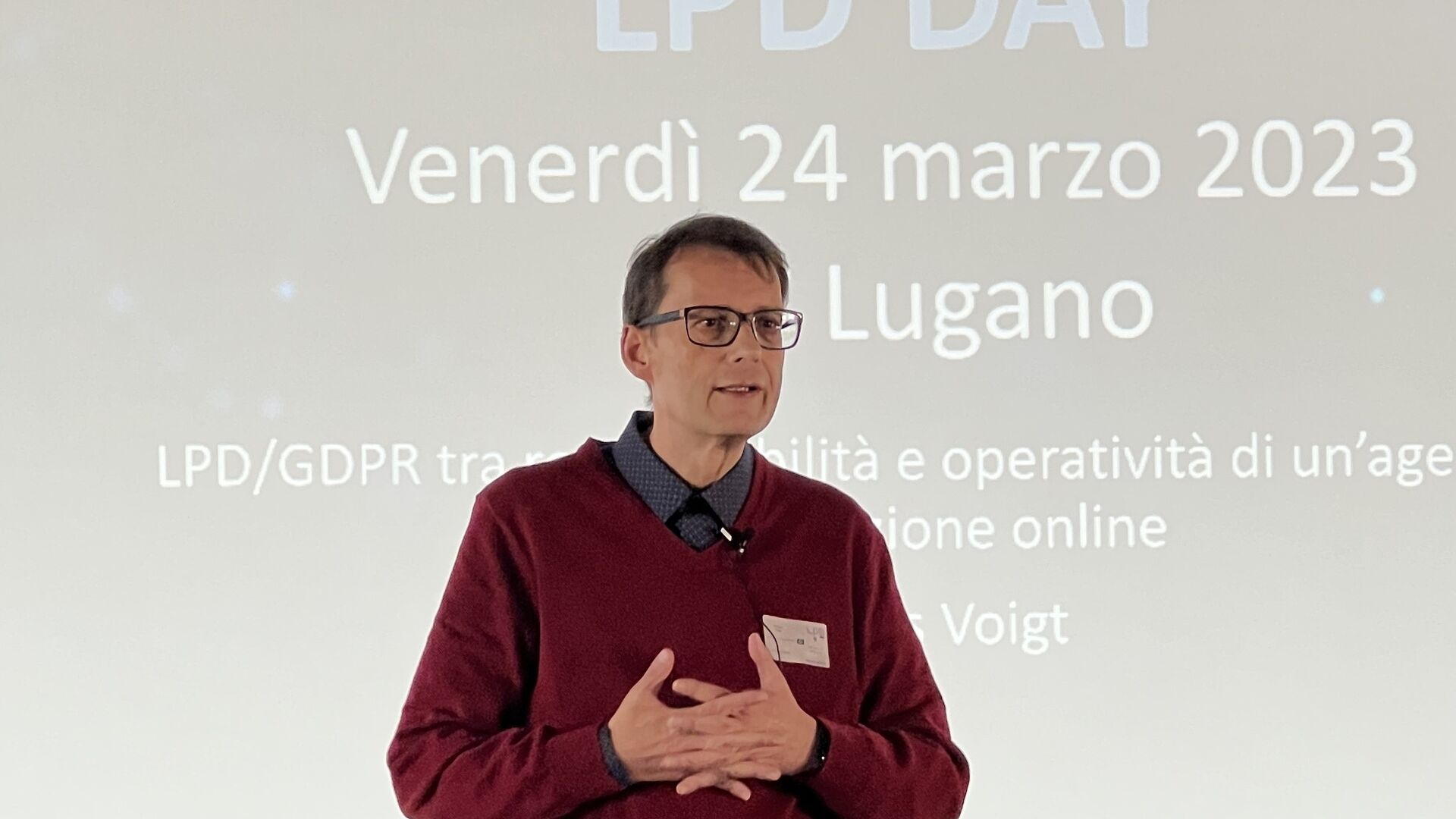 Dati personali: Andreas Arno Michael Voigt, CEO di Innovando GmbH, è stato uno dei relatori all’edizione 2023 dello “LPD Day” di Lugano il 24 marzo 2023