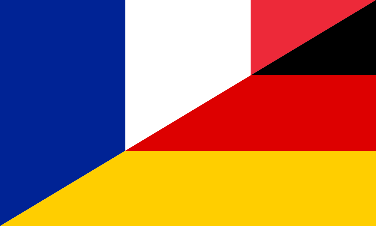 CFD: la crasi fra le bandiere della Repubblica Francese e della Repubblica Federale di Germania simboleggia la collaborazione nel campo della ricerca aeronautica fra i due Paesi