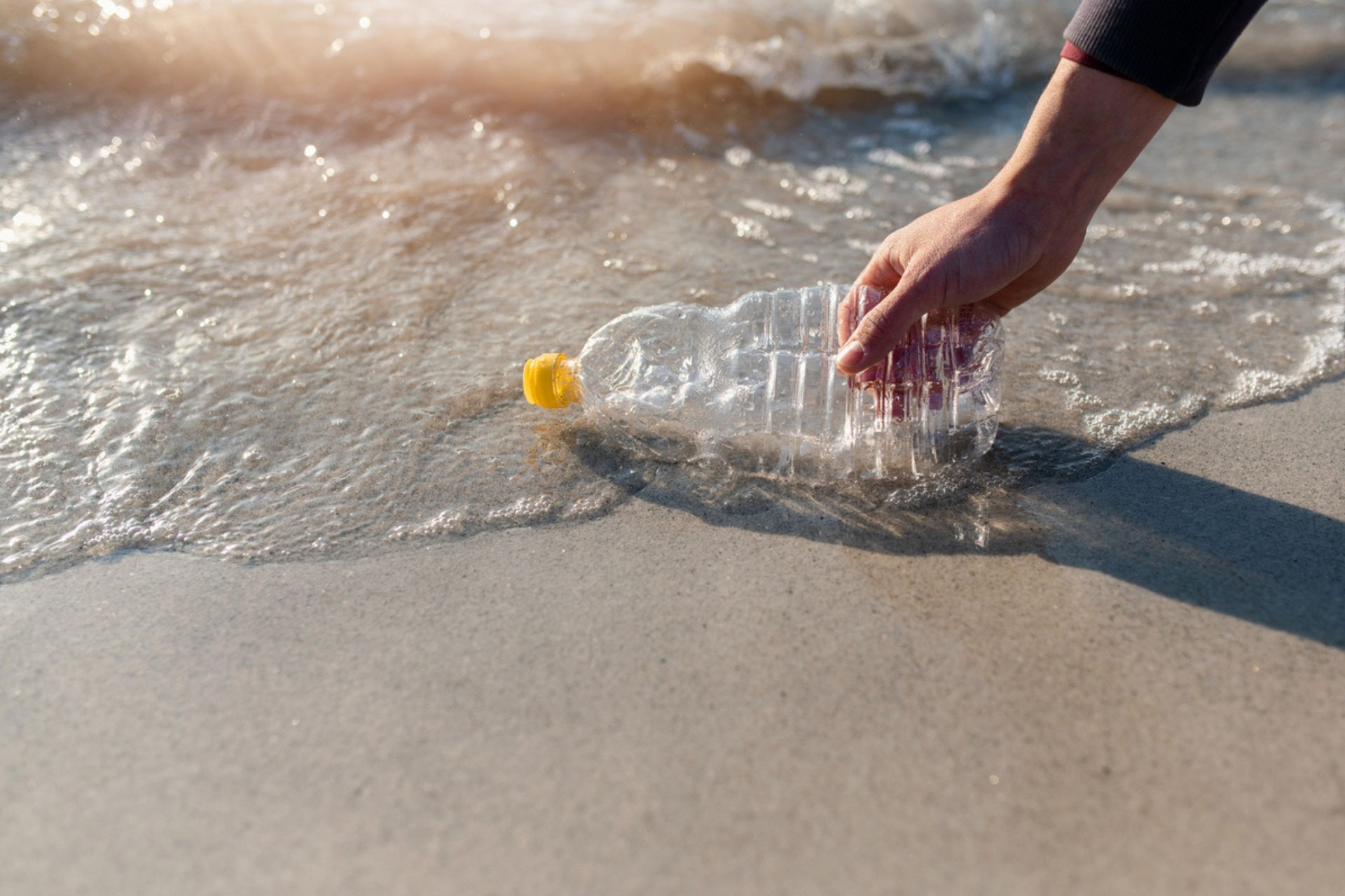 plastica: Raccolta della plastica in spiaggia