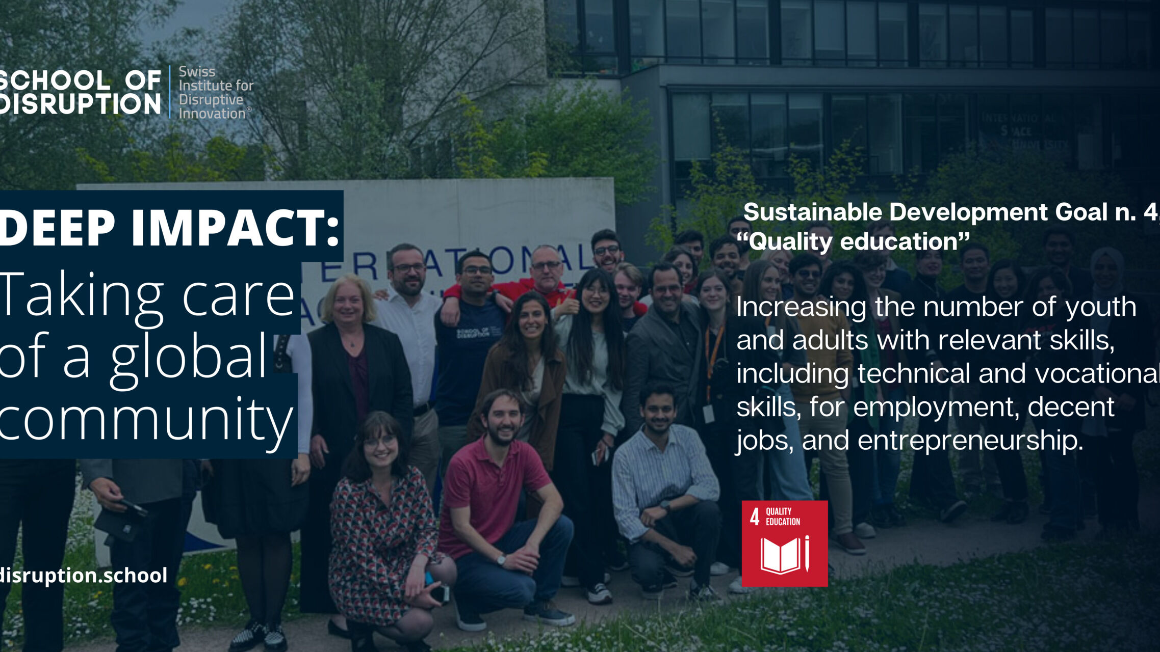 Deep Impact: banner sul Deep Impact della School of Disruption che riportano l’Obiettivo di Sviluppo Sostenibile cui il progetto risponde