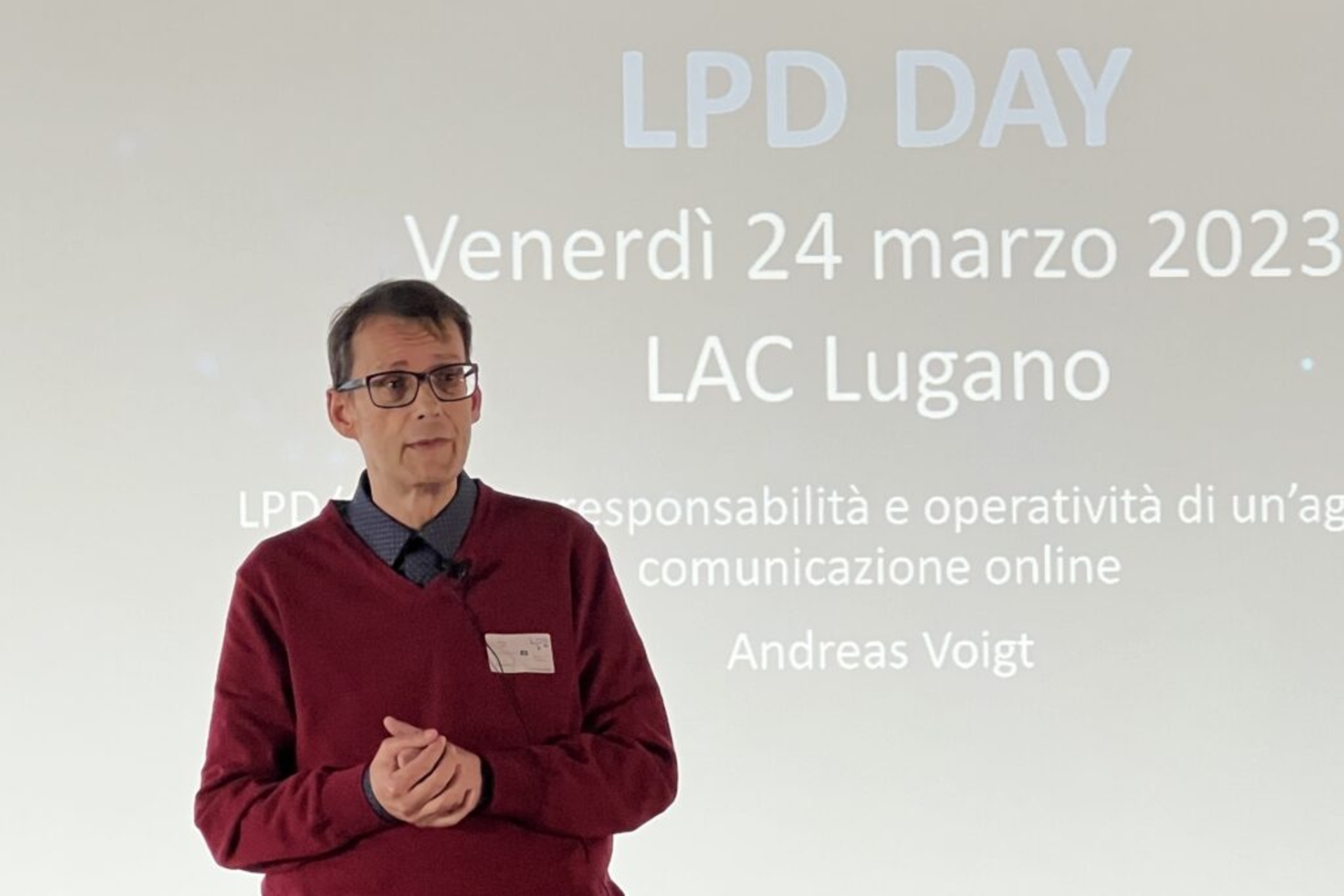 Trasferimento dati: Andreas Arno Michael Voigt, CEO di Innovando GmbH, è stato uno dei relatori all’edizione 2023 dello “LPD Day” di Lugano il 24 marzo 2023