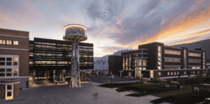 scambio di dati: la sede del NOI Techpark a Bolzano con la torre piezometrica in bella evidenza