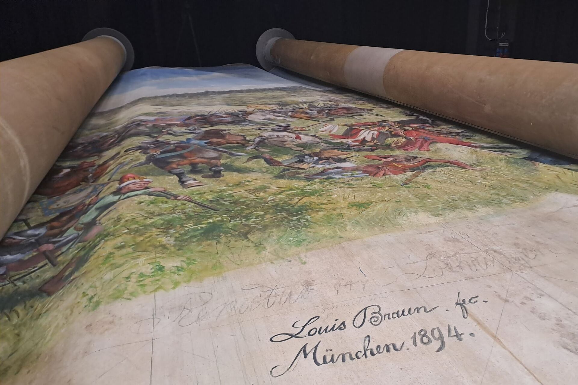 Battle of Murten: a detail of the painting restored by EPFL