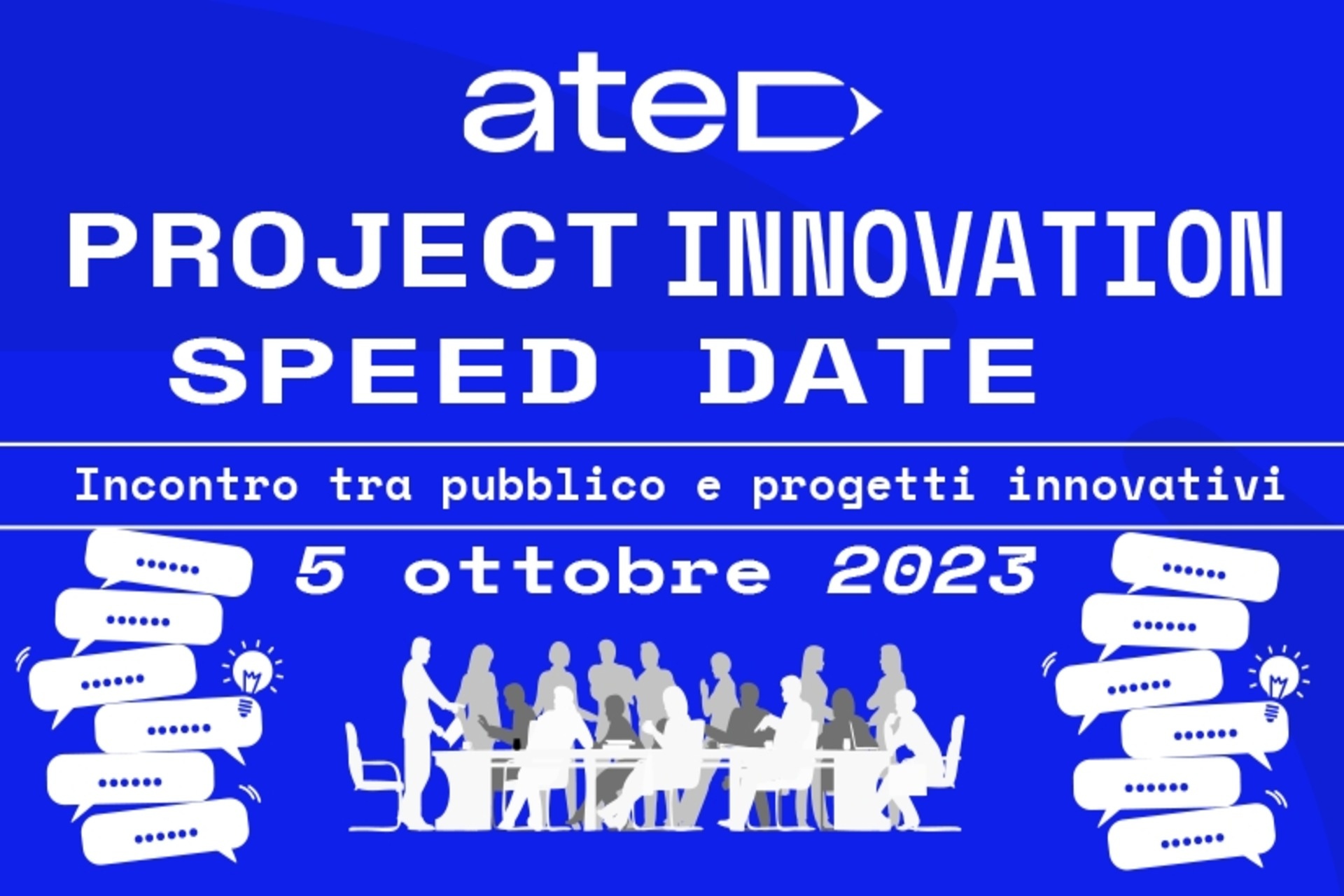 Projekti: ATED projekta inovāciju ātruma datuma plakāts
