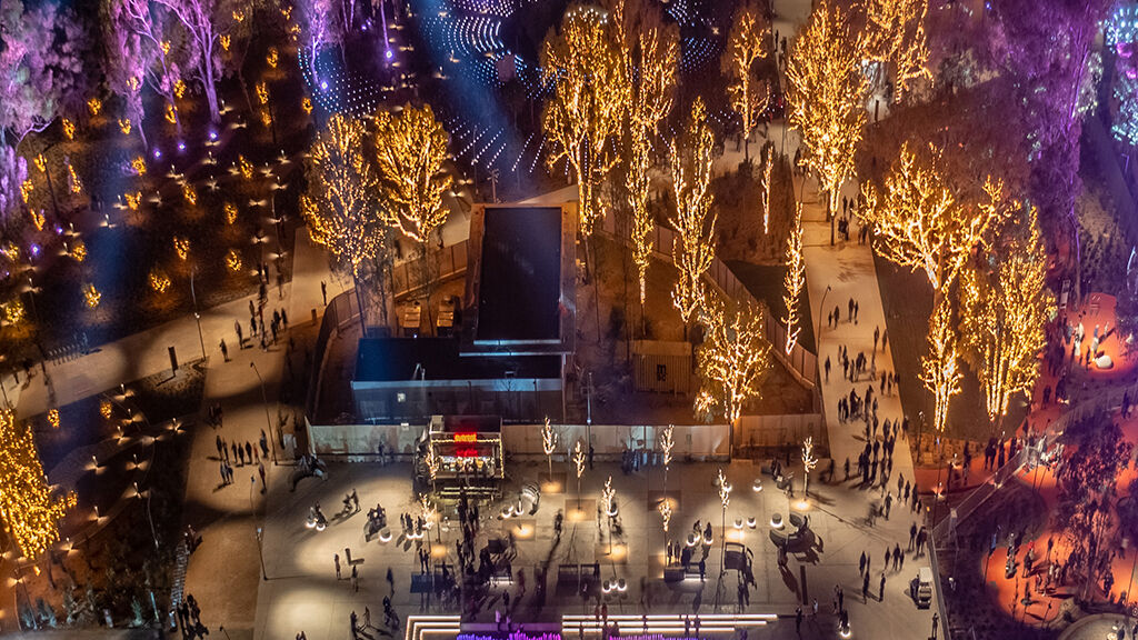 Greece: artistic image from above of the Experience Park of The Ellinikon in Athens, Greece