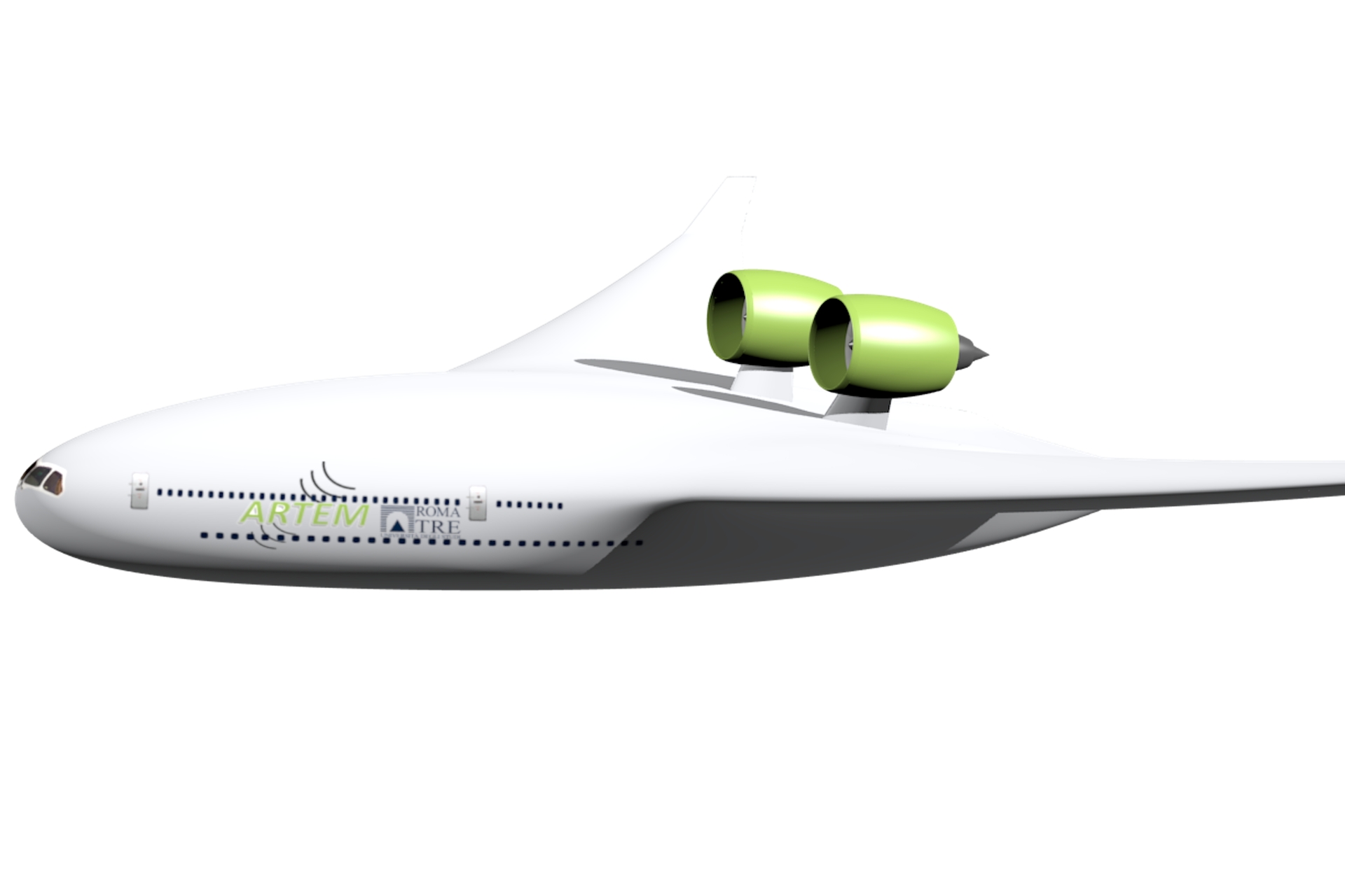 Шум: канфігурацыі самалётаў 2035 і 2050, абрэвіятура BWB, прыдуманая праектам ARTEM Еўрапейскага саюза