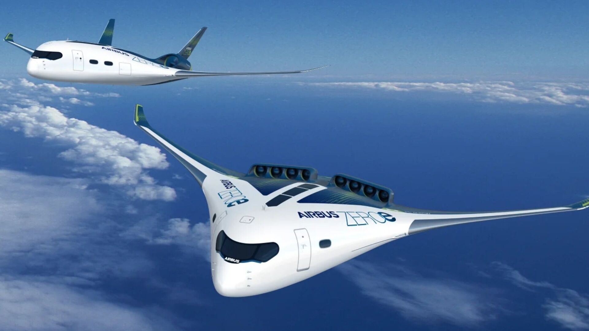 Шум: праект ZEROe кампаніі Airbus з'яўляецца адным з самалётаў са змешаным крылом, прапанаваных у апошнія гады і прадметам вывучэння