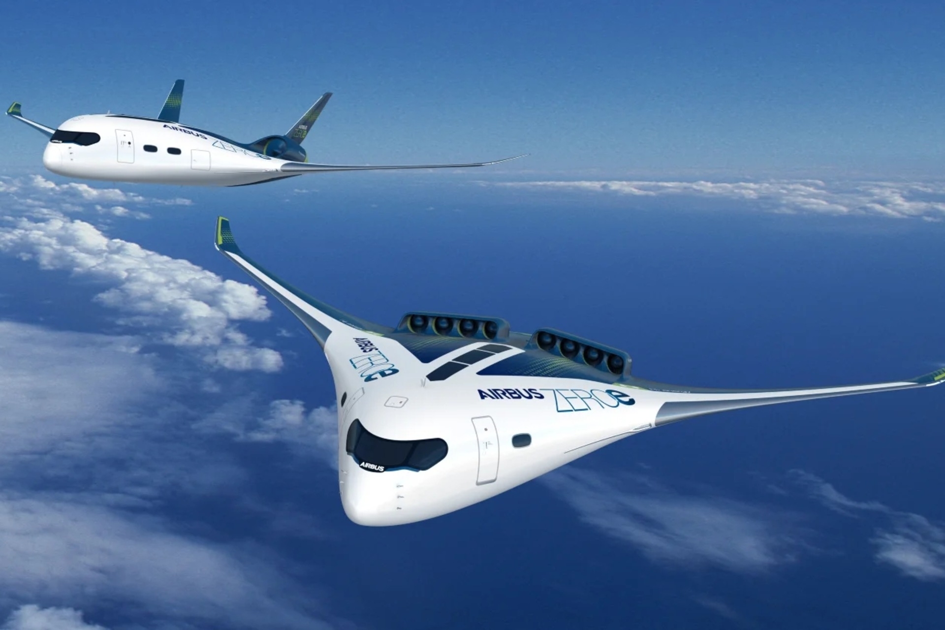 Støj: Airbus-selskabets ZEROe-projekt er et af de blandede fly, der er foreslået i de senere år og genstand for undersøgelse
