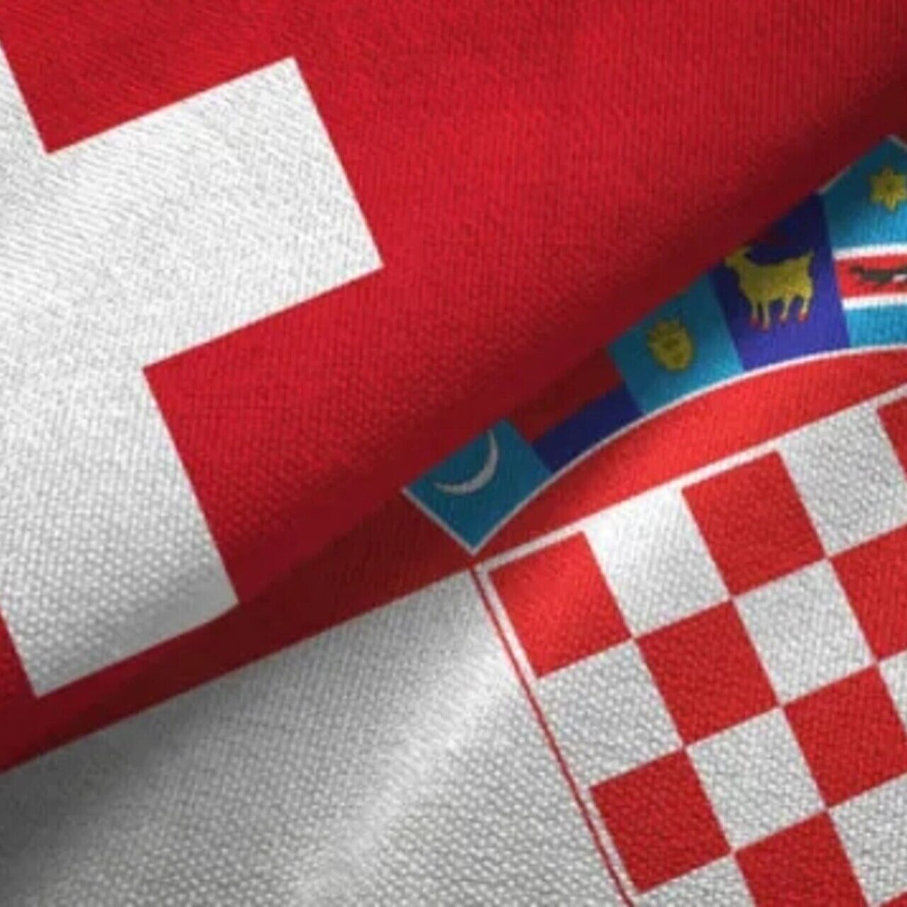 Bern-Zagreb: Grafische Fusion zwischen der Schweizer und der kroatischen Staatsflagge