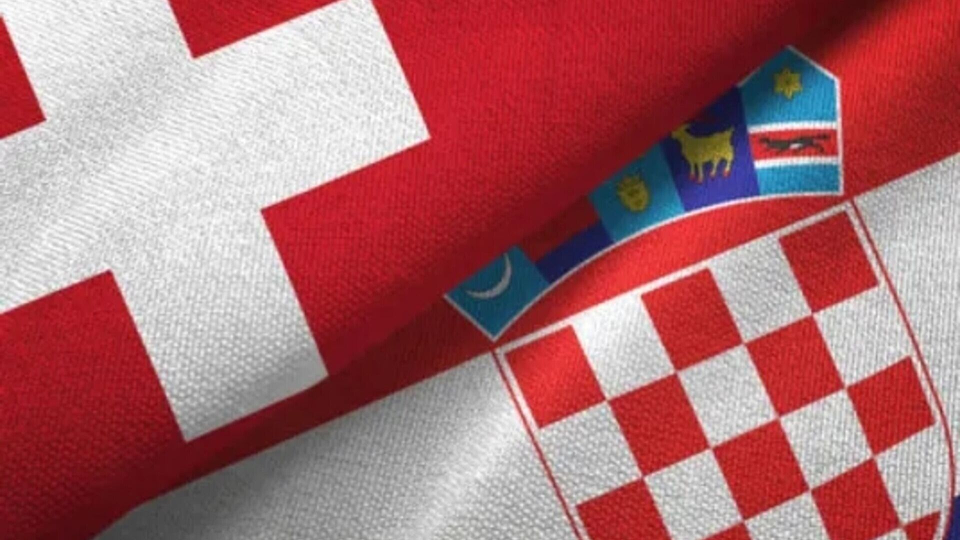Berna-Zagreb: fusão gráfica entre as bandeiras dos estados suíço e croata