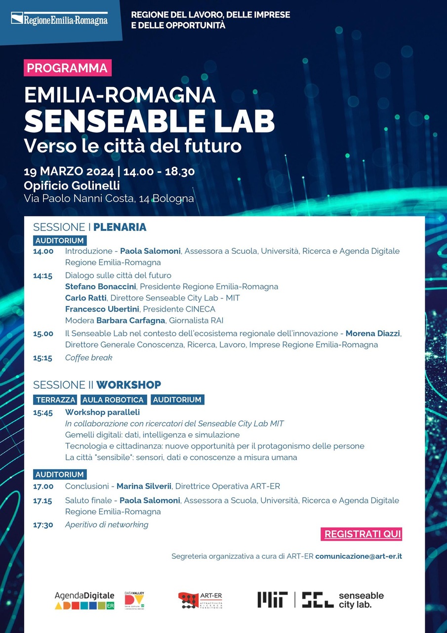 Massachusetts Institute of Technology: the MIT Senseable City Lab will arrive at the Bologna Tecnopolo to imagine the cities of the future thanks to the collaboration with the Emilia-Romagna Region