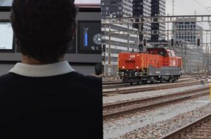 Locomotiva guidata da remoto: a Zurigo Mülligen, in Svizzera, i test organizzati della SBB CFF FFS con il cpordinamento di Beat Rappo e un pannello realizzato da Alstom