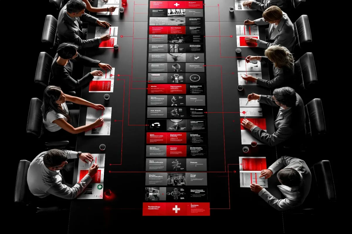 Team executive e consulenti valutano scenari di crescita digitale e priorità strategiche